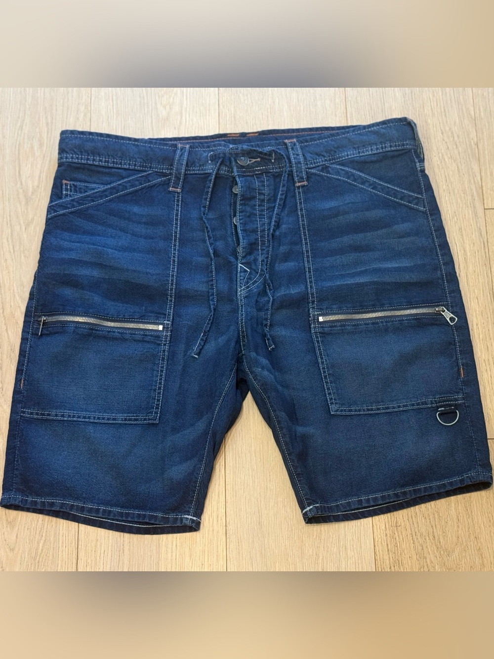 NWOT True Religion Logan Denim Cargo Shorts MenS 38 Streetwear Y2K 2000 Designer